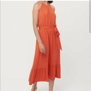Loft orange maxi dress (halter neck)